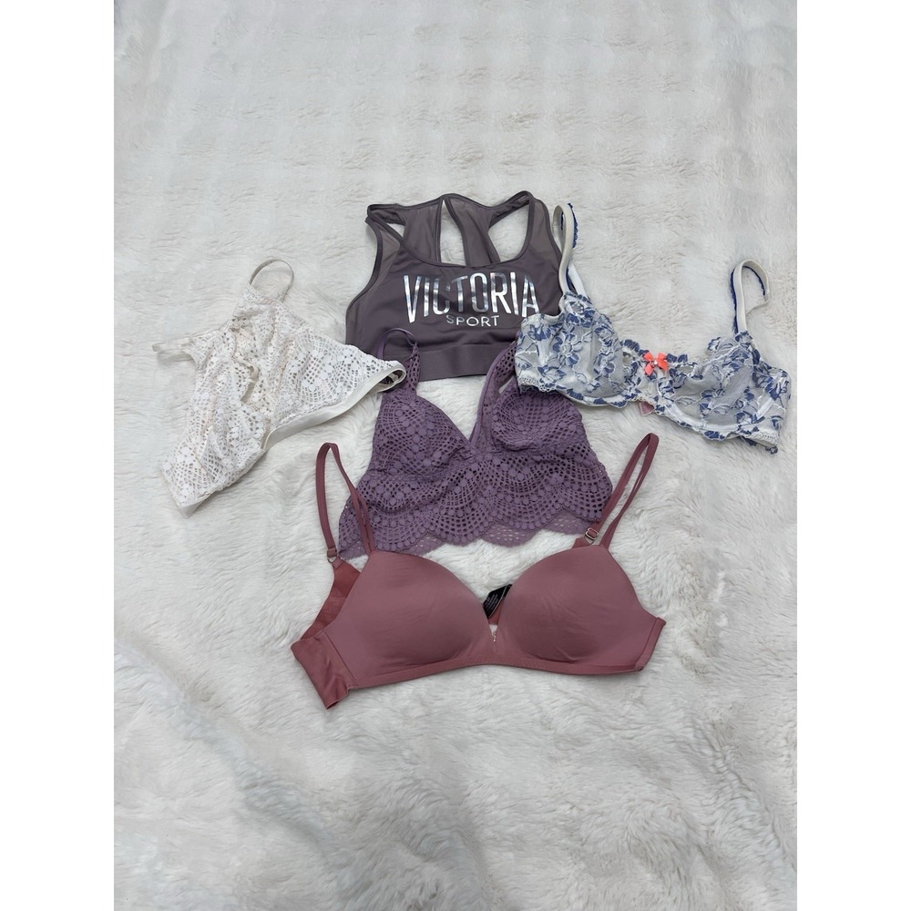 Victoria's Secret Lot Of 5 Unlined Underwire Bras Mesh/Lace Size  (S-34d)